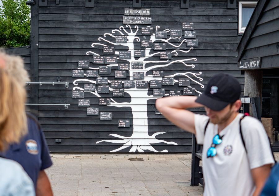 Pferdestammbaum an der Wand auf dem Hof von Puur Terschelling